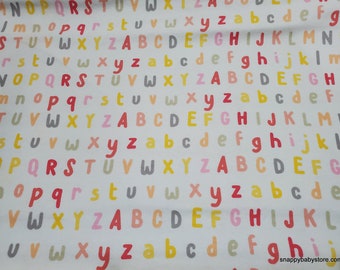 Flannel Fabric - Pink Yellow Letters - By the yard - 100% Cotton Flannel