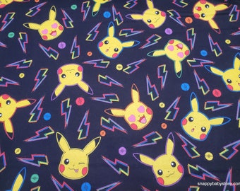 Character Flannel Fabric - Pokemon Pikachu Lightning Bolt Rainbow - By the yard - 100% Cotton Flannel