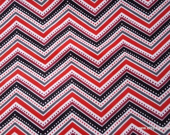 Flannel Fabric - Metro Dotted Chevron Red - By the Yard - 100% Cotton Flannel