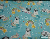 Flannel Fabric - Unipug Rainbow - By the yard - 100% Cotton Flannel