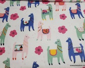 Flannel Fabric - Llamas on White - By the Yard - 100% Cotton Flannel