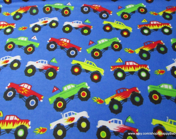 Flannel Fabric Monster Trucks by the Yard 100 Cotton Etsy