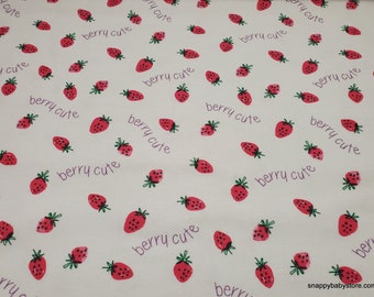 Flannel Fabric - Berry Cute on White - By the Yard - 100% Cotton Flannel