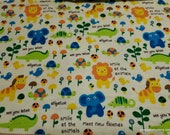 Flannel Fabric - Meet New Friends Cream - By the yard - 100% Cotton Flannel