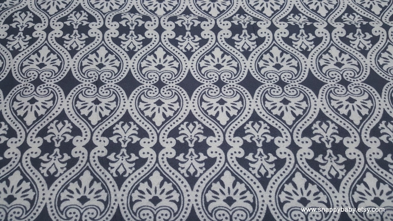 Flannel Fabric Damask Grey By the yard 100% Cotton Flannel image 1