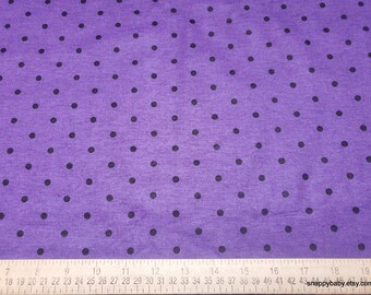 Flannel Fabric - Black Dots on Purple - By the Yard - 100% Cotton Flannel