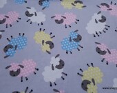 Flannel Fabric - Pastel Baby Sheep - By the yard - 100% Cotton Flannel