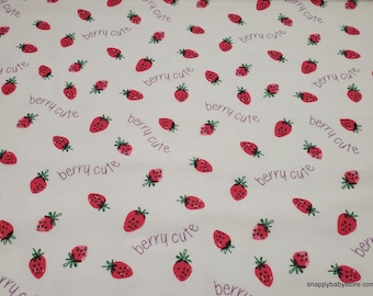 Remnant Flannel Fabric - Berry Cute on White - Choose your Size - 100% Cotton Flannel