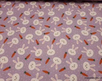 Flannel Fabric - Bunny and Carrots Tossed - By the yard - 100% Cotton Flannel
