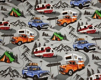 Flannel Fabric - Road Trip - By the yard - 100% Cotton Flannel