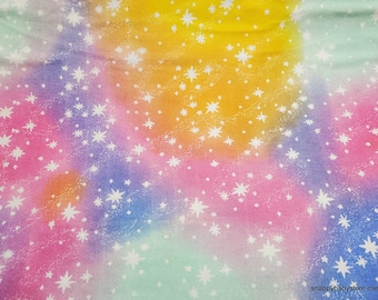 Flannel Fabric - Stars on Multi Color Tie Dye - By the Yard - 100% Cotton Flannel