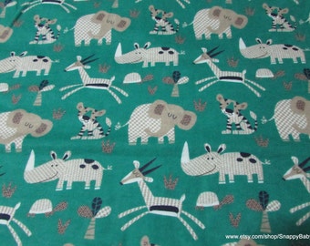 Flannel Fabric - Patterned Jungle Animals - By the yard - 100% Cotton Flannel