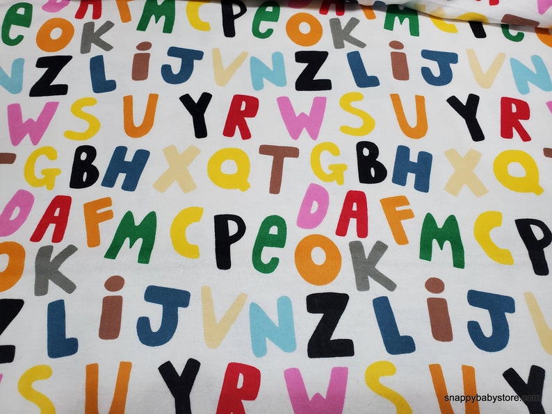 Flannel Fabric Alphabet Letters Tossed By the yard 100% Cotton Flannel image 1