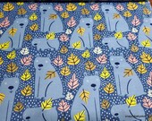 Flannel Fabric - Fall Foliage Bears - By the yard - 100% Cotton Flannel