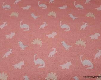 Flannel Fabric - Cute Dinos on Pink - By the Yard - 100% Cotton Flannel