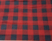 Flannel Fabric - Red Black Buffalo Check - By the yard - 100% Cotton Flannel