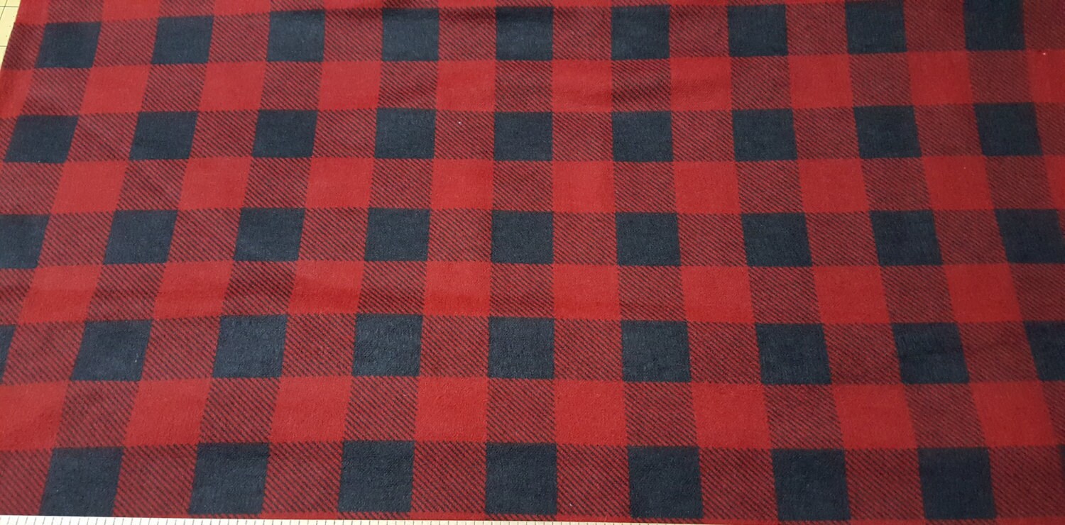 Black and Red Buffalo Check Cotton Flannel Fabric 100% Cotton - 7oz/yard by  The Yard 