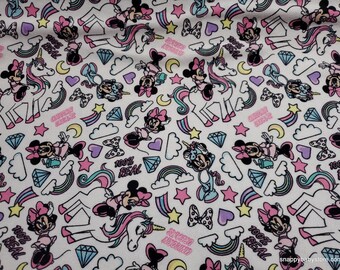 Flannel Fabric - Minnie Mouse Unicorn Dreams on White - By the yard - 100% Cotton Flannel