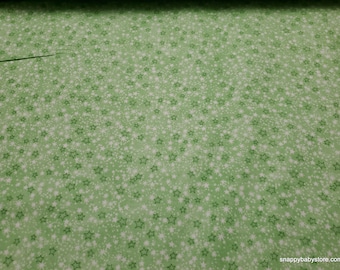 Flannel Fabric - Green Multi Stars Tonal - By the yard - 100% Cotton Flannel