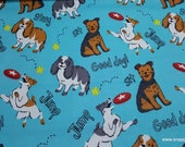 Flannel Fabric - Energetic Pups - By the Yard - 100% Cotton Flannel