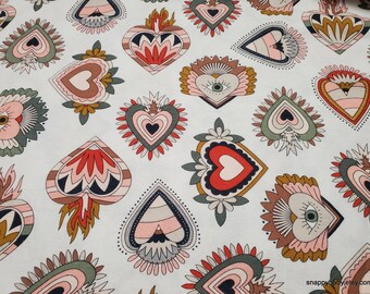 Flannel Fabric - Layered Hearts on White - By the yard - 100% Cotton Flannel