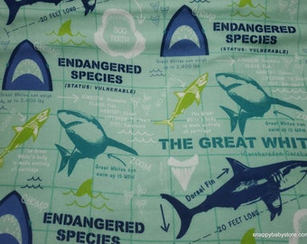 Flannel Fabric - Shark Facts - By the yard - 100% Cotton Flannel