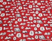 Flannel Fabric - Peanuts Sleepy Snoopy - By the yard - 100% Cotton Flannel