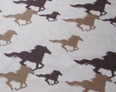 Flannel Fabric - Horses Running Sketch Tan - By the yard - 100% Cotton Flannel