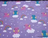 Flannel Fabric - Caticorns - By the yard - 100% Cotton Flannel