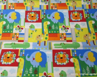Flannel Fabric - Zoo Mates Patches 2 Ply - By the yard - 100% Cotton Flannel