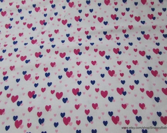 Flannel Fabric - Floating Hearts on White - By the yard - 100% Cotton Flannel
