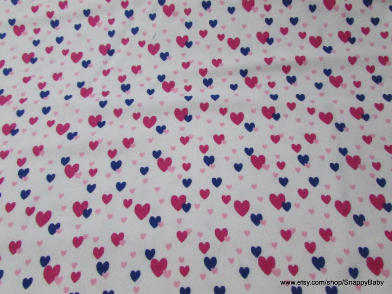 Flannel Fabric Floating Hearts on White By the yard 100% Cotton Flannel image 1