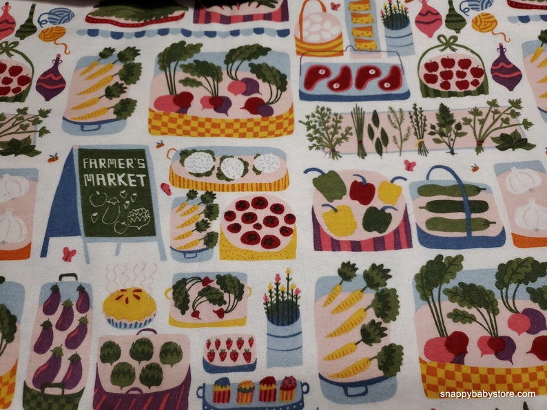 Flannel Fabric Farmers Market By the yard 100% Cotton Flannel image 1