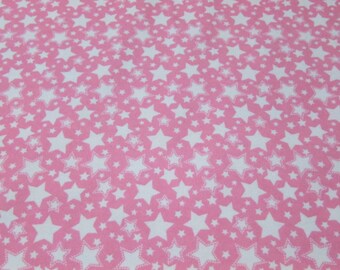 Flannel Fabric - Starry Nights Pink Carnation - By the yard - 100% Cotton Flannel