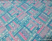 Flannel Fabric - Ikat Diamond Pastel Blue - By the yard - 100% Cotton Flannel