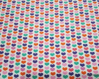 Flannel Fabric - Linear Multi Hearts - By the Yard - 100% Cotton Flannel