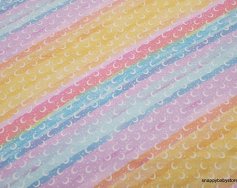 Flannel Fabric - Watercolor Moons - By the yard - 100% Cotton Flannel