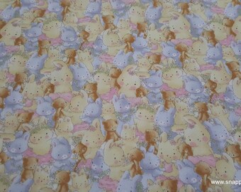Premium Flannel Fabric - Packed Bunny and Bear Premium Flannel - By the Yard - 100% Cotton Flannel