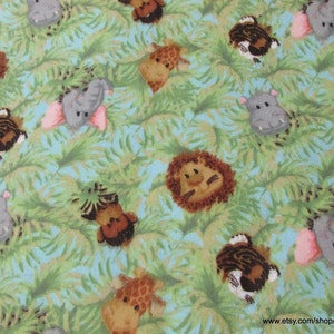 Flannel Fabric - Jungle Babies Tossed - By the yard - 100% Cotton Flannel