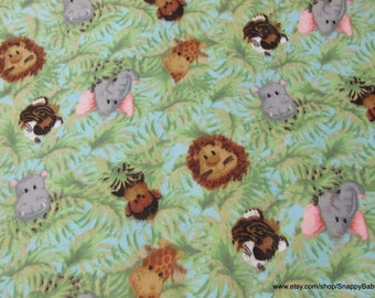 Flannel Fabric - Jungle Babies Tossed - By the yard - 100% Cotton Flannel