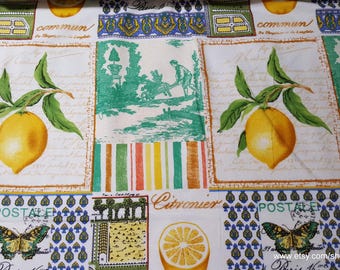 Remnant Flannel Fabric - Vintage Lemon Patch - Choose your Size - 100% Cotton Flannel