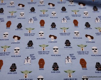 Character Flannel Fabric - Star Wars Mini Rebel Blue - By the yard - 100% Cotton Flannel