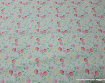 Flannel Fabric - Fruits on Lime - By the yard - 100% Cotton Flannel
