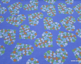 Flannel Fabric - Heart Paw Cluster on Blue - By the yard - 100% Cotton Flannel