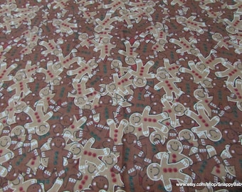 Christmas Flannel Fabric - Gingerbread Man - By the yard - 100% Cotton Flannel