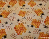 Flannel Fabric - Honeycomb with Bees - By the yard - 100% Cotton Flannel