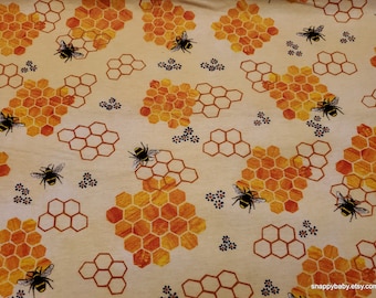 Flannel Fabric - Honeycomb with Bees - By the yard - 100% Cotton Flannel