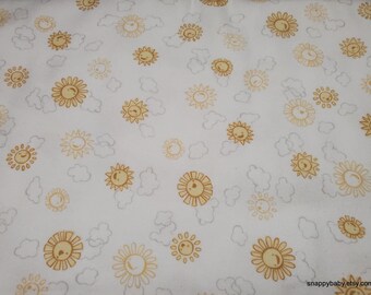 Remnant Flannel Fabric - Sunshine on White - Choose your Size - 100% Cotton Flannel