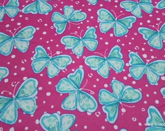 Flannel Fabric - Butterflies on Pink with White Dots - By the yard - 100% Cotton Flannel