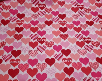 Flannel Fabric - Animal Print Hearts Love - By the yard - 100% Cotton Flannel